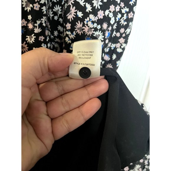 Rebecca Taylor Black Floral Print Sleeveless Mini Dress Size 4 - Picture 9 of 10